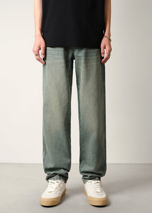 Stone-Washed Vintage Loose Straight-Leg Jeans - 28 / Vintage Blue - Men’s Jeans