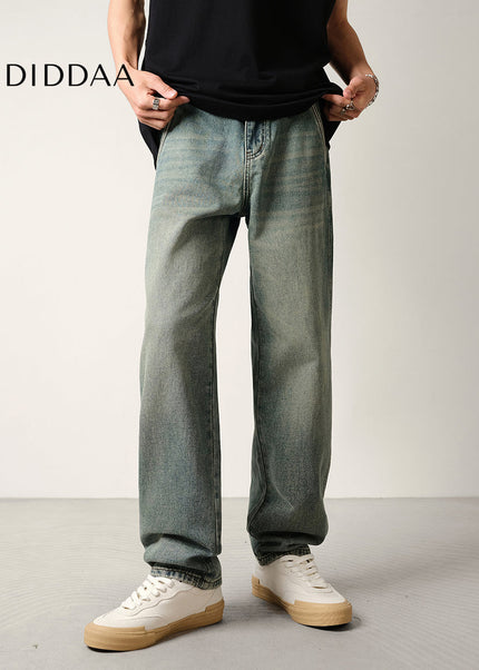 Stone-Washed Vintage Loose Straight-Leg Jeans - Men’s Jeans