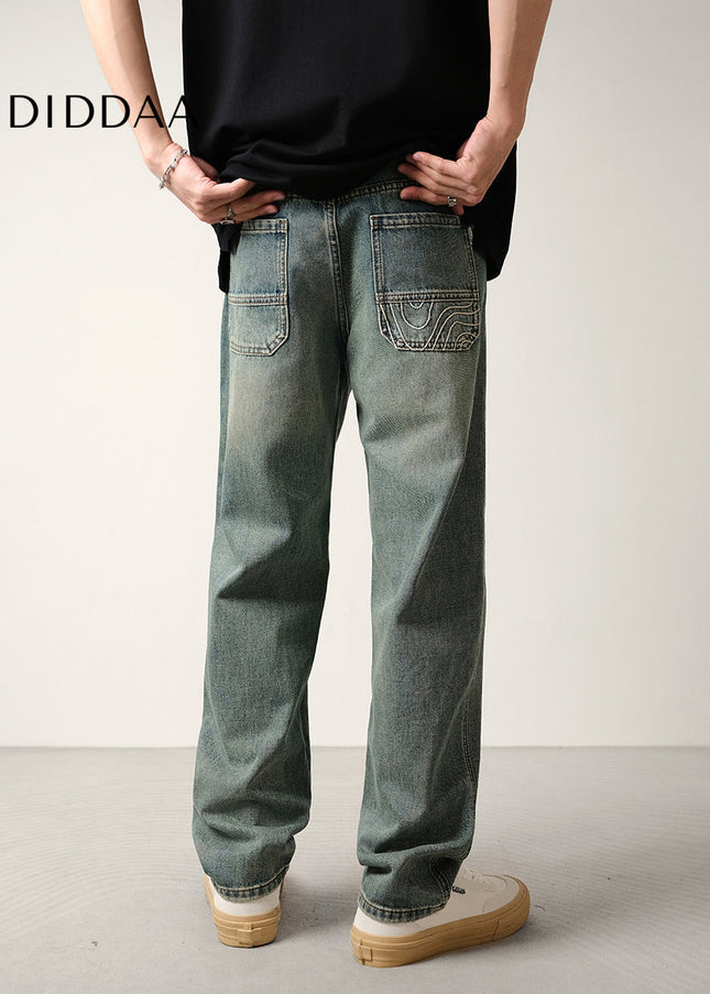 Stone-Washed Vintage Loose Straight-Leg Jeans - Men’s Jeans