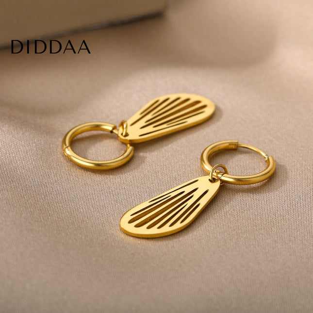 Sudan Earrings | Gold Simple Hoop Drop Earrings - Earrings