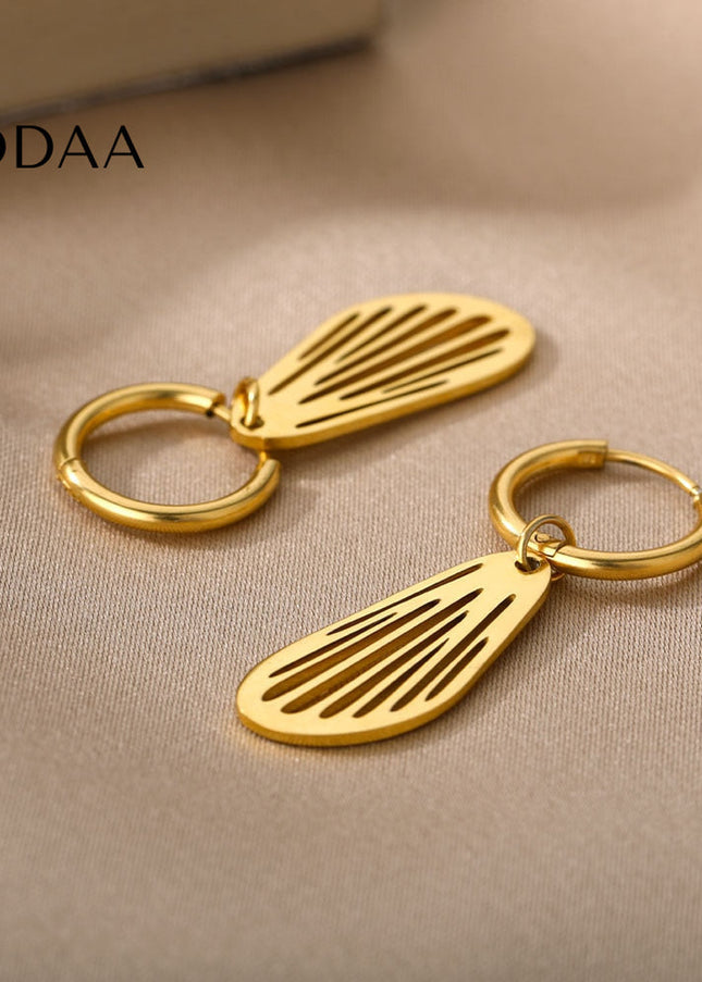 Sudan Earrings | Gold Simple Hoop Drop Earrings - Earrings