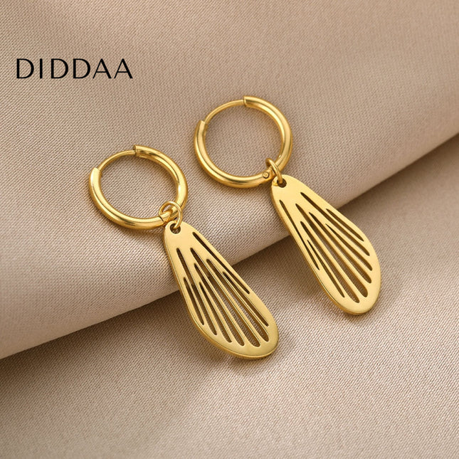 Sudan Earrings | Gold Simple Hoop Drop Earrings - Earrings