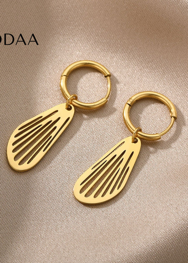 Sudan Earrings | Gold Simple Hoop Drop Earrings - Earrings