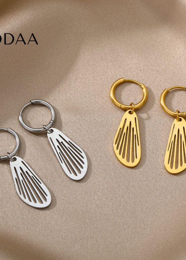 Sudan Earrings | Gold Simple Hoop Drop Earrings - Silver - Earrings