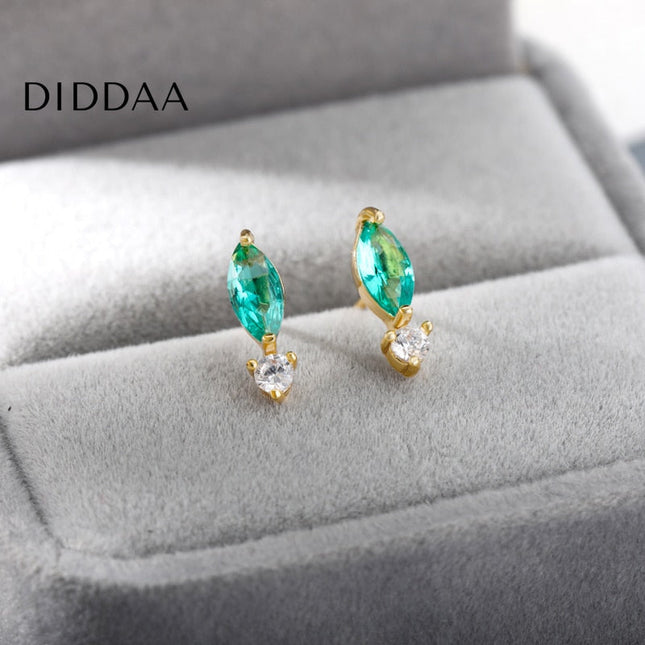 Suffait Earrings | Gold Emerald Zirconia Cute Stud Earrings - Earrings