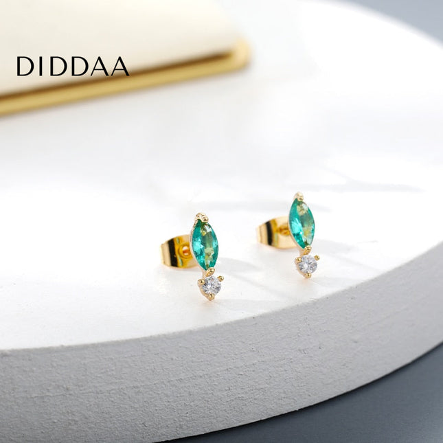 Suffait Earrings | Gold Emerald Zirconia Cute Stud Earrings - Earrings