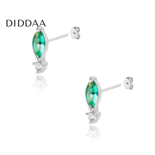 Suffait Earrings | Gold Emerald Zirconia Cute Stud Earrings - Silver - Earrings