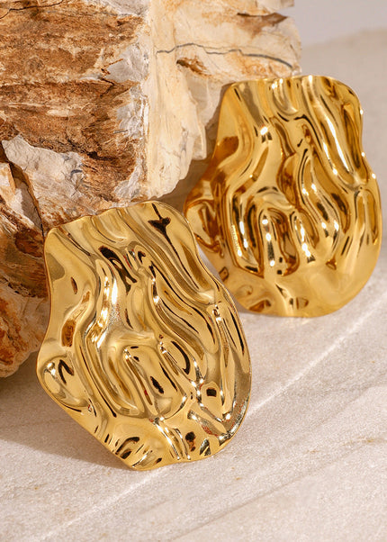 Jieding European and American cross-border jewelry stainless steel hammer earrings high-end sense stud earrings 18k gold titanium steel non-fading earrings