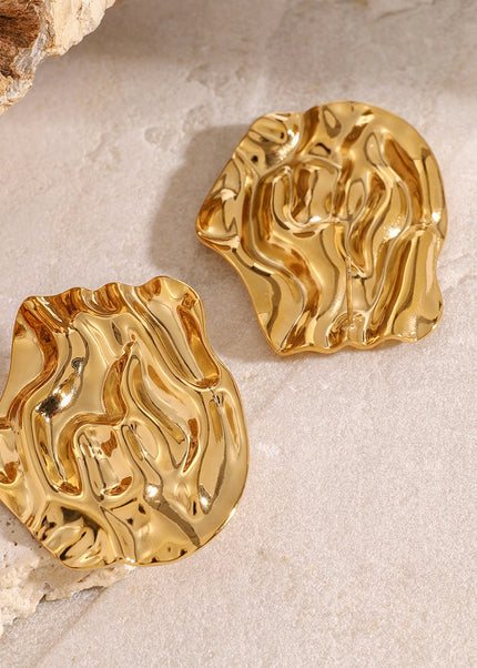 Jieding European and American cross-border jewelry stainless steel hammer earrings high-end sense stud earrings 18k gold titanium steel non-fading earrings