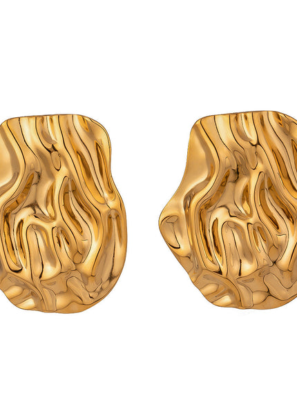 Jieding European and American cross-border jewelry stainless steel hammer earrings high-end sense stud earrings 18k gold titanium steel non-fading earrings