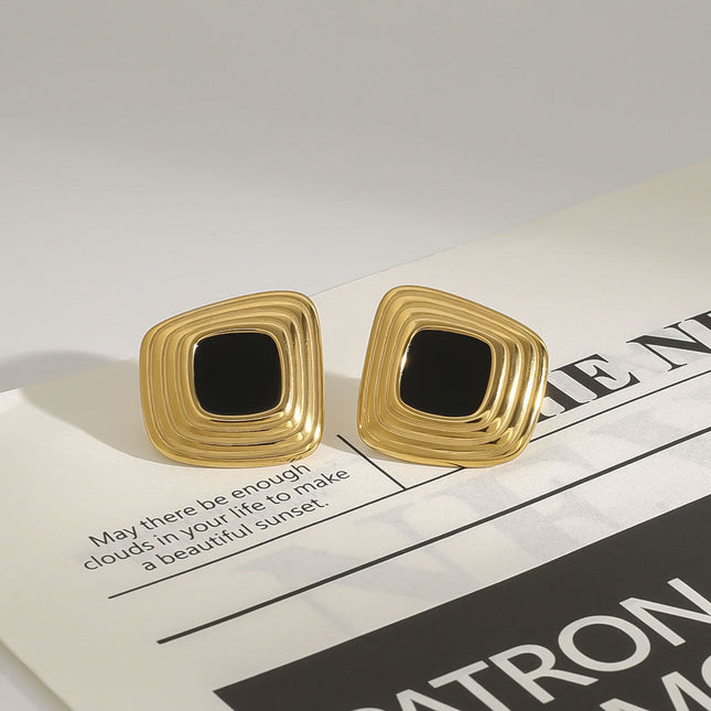 Jieding European and American resin titanium steel stud earrings women's non-fading earrings, light luxury, high-end earrings, stainless steel jewelry cross-border