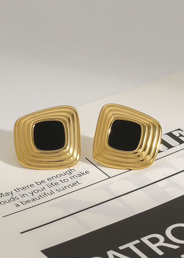 Jieding European and American resin titanium steel stud earrings women's non-fading earrings, light luxury, high-end earrings, stainless steel jewelry cross-border