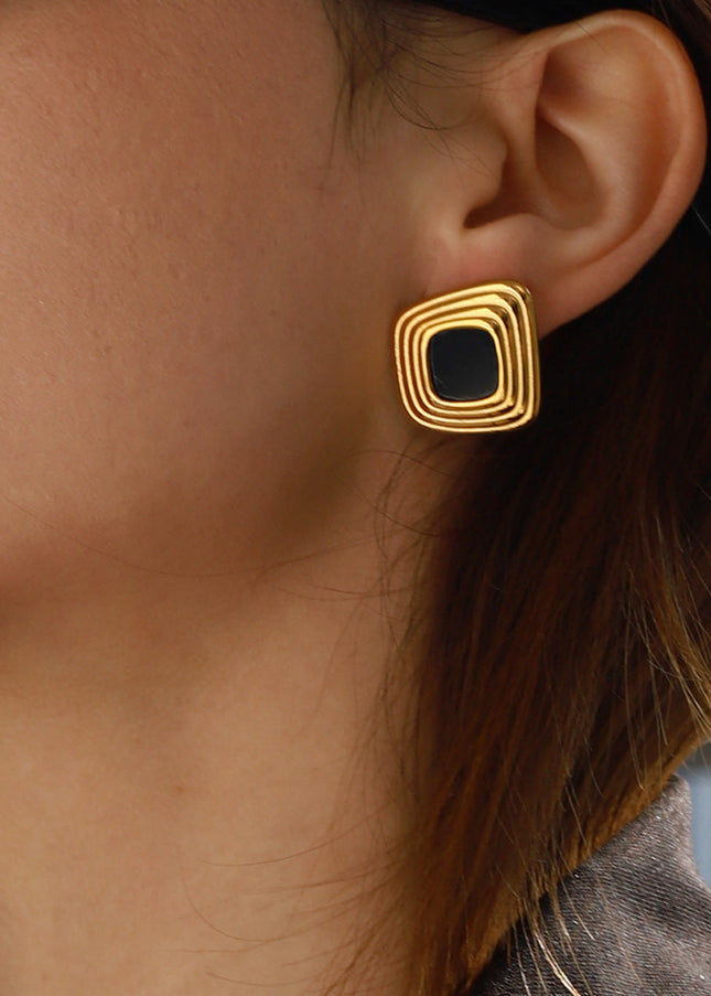 Jieding European and American resin titanium steel stud earrings women's non-fading earrings, light luxury, high-end earrings, stainless steel jewelry cross-border