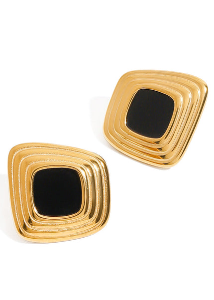 Jieding European and American resin titanium steel stud earrings women's non-fading earrings, light luxury, high-end earrings, stainless steel jewelry cross-border