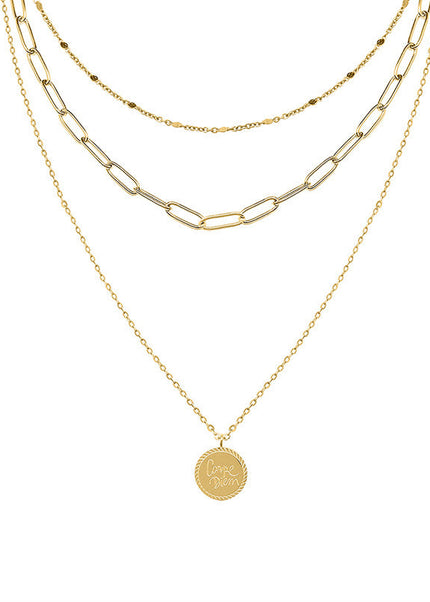 European and American versatile cold wind English alphabet medallion pendant necklace cross-border hot-selling titanium steel clavicle chain jewelry