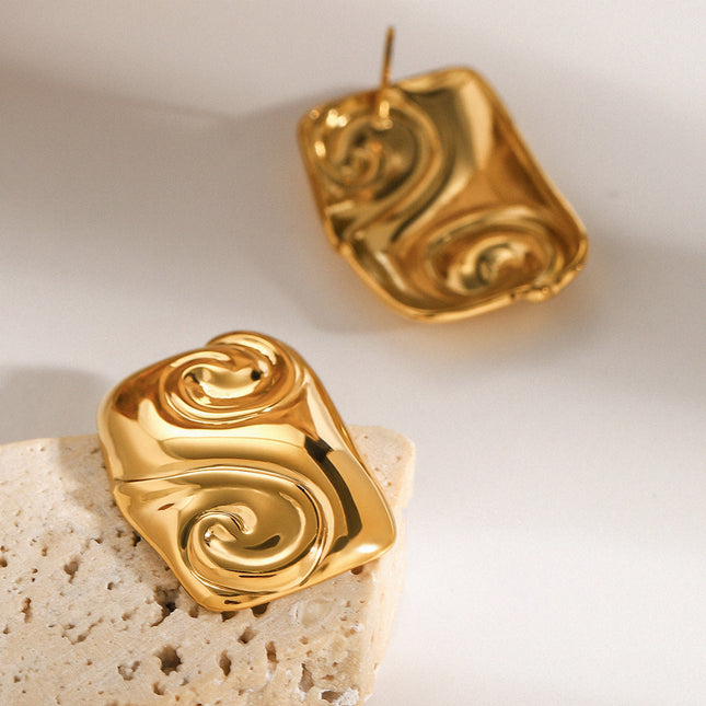 Jieding European and American stainless steel geometric stud premium ins earrings 18k titanium steel earrings cross-border earrings