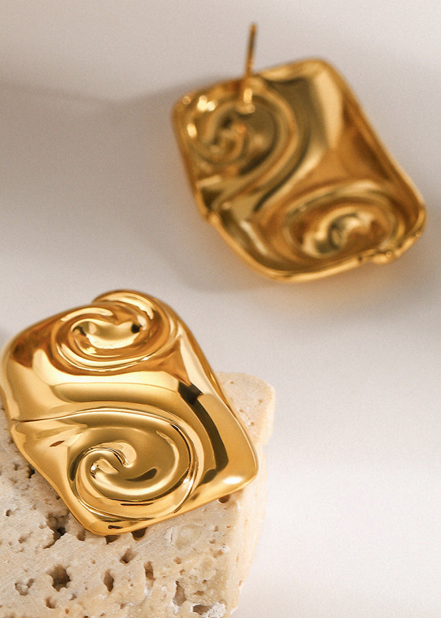 Jieding European and American stainless steel geometric stud premium ins earrings 18k titanium steel earrings cross-border earrings