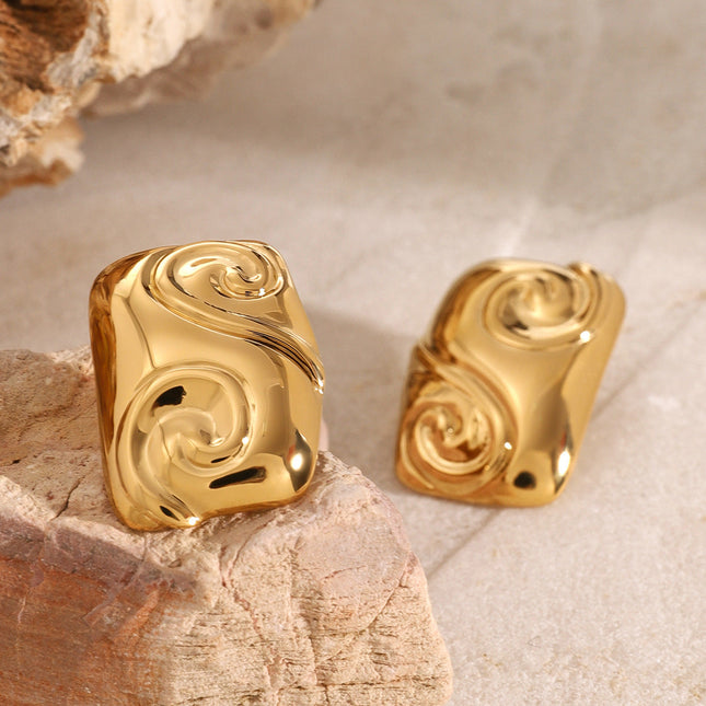 Jieding European and American stainless steel geometric stud premium ins earrings 18k titanium steel earrings cross-border earrings