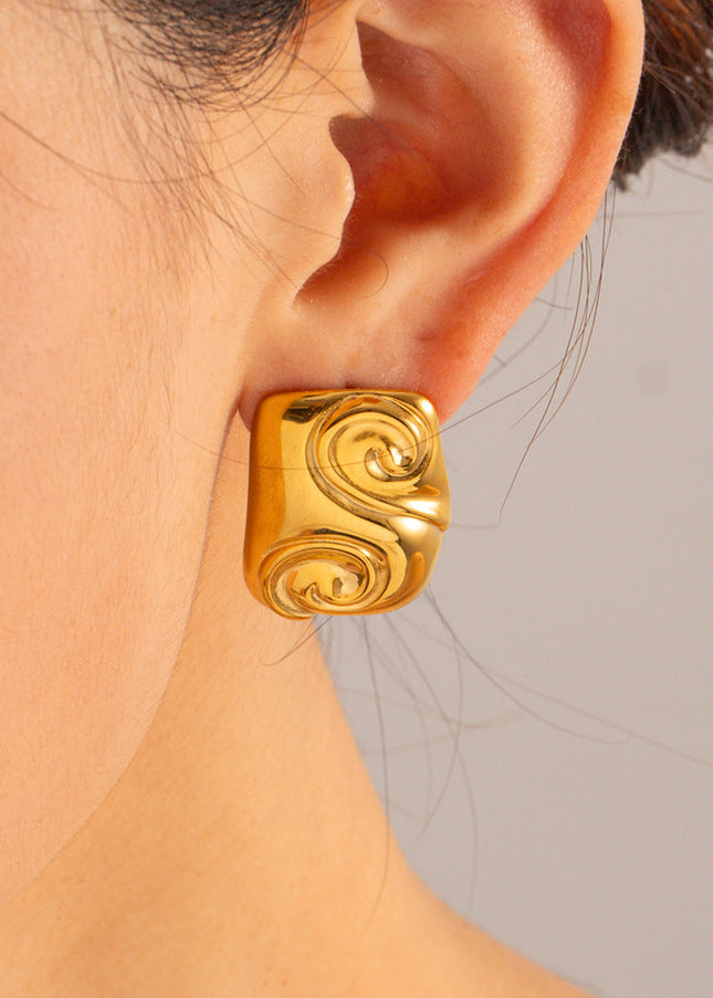 Jieding European and American stainless steel geometric stud premium ins earrings 18k titanium steel earrings cross-border earrings