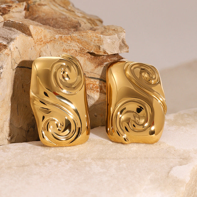 Jieding European and American stainless steel geometric stud premium ins earrings 18k titanium steel earrings cross-border earrings