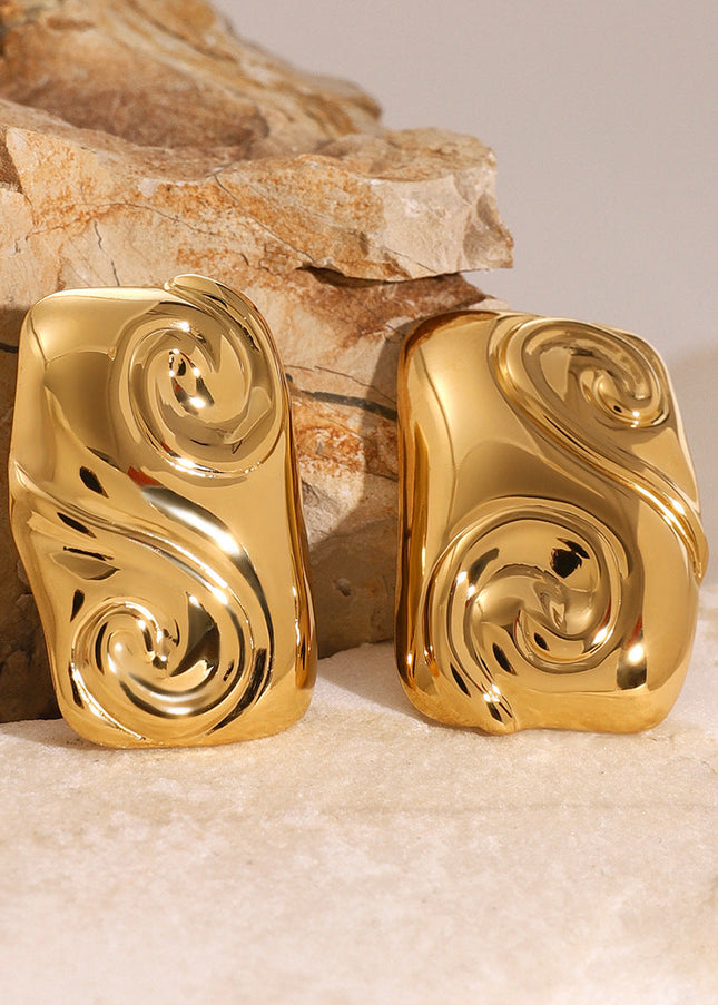 Jieding European and American stainless steel geometric stud premium ins earrings 18k titanium steel earrings cross-border earrings