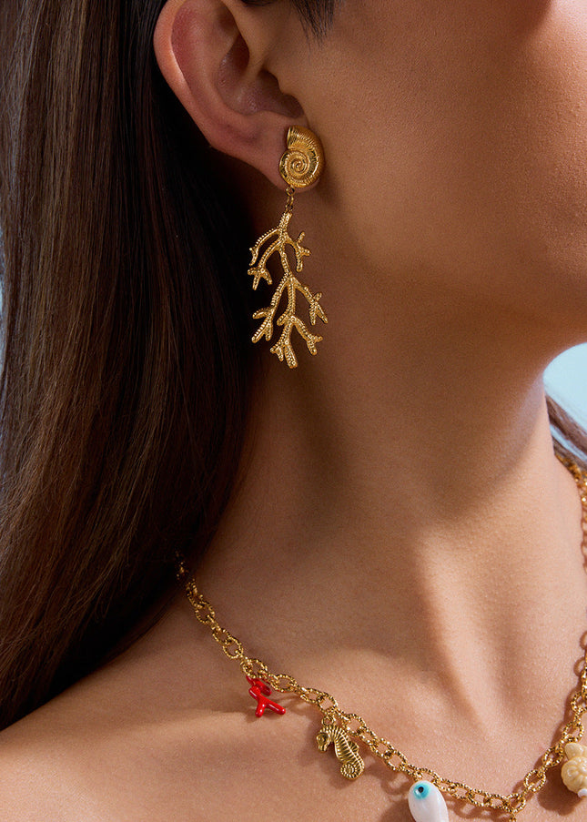 Jieding European and American stainless steel conch earrings, light luxury, high-end earrings, women's design sense earrings, titanium steel jewelry, cross-border