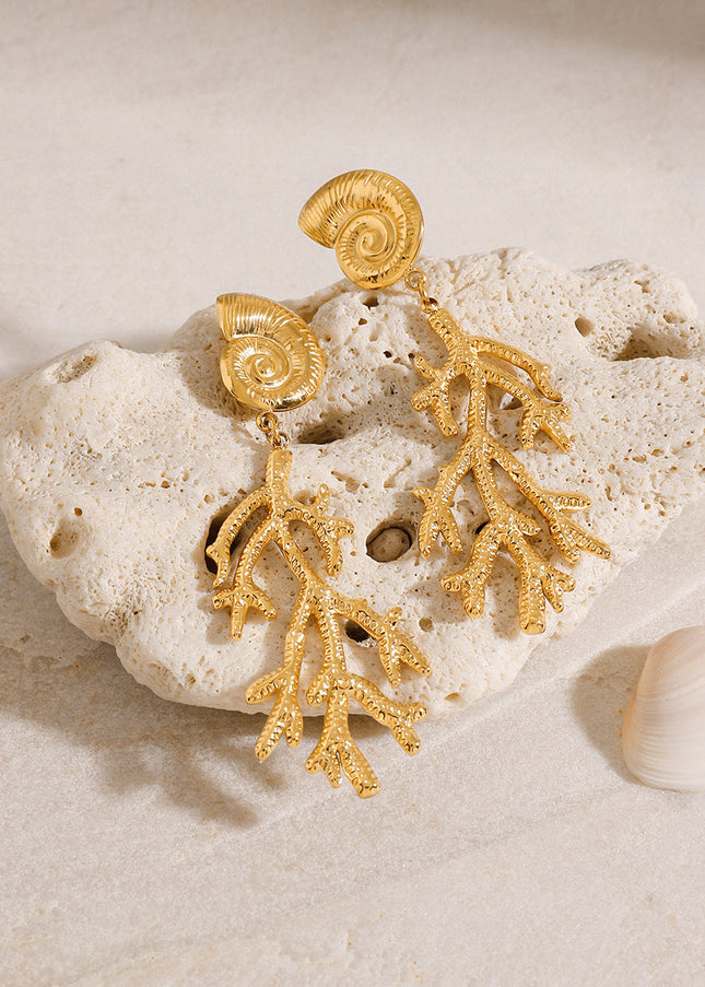 Jieding European and American stainless steel conch earrings, light luxury, high-end earrings, women's design sense earrings, titanium steel jewelry, cross-border