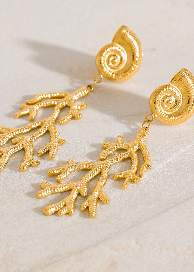 Jieding European and American stainless steel conch earrings, light luxury, high-end earrings, women's design sense earrings, titanium steel jewelry, cross-border