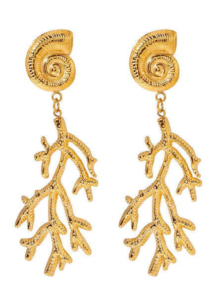 Jieding European and American stainless steel conch earrings, light luxury, high-end earrings, women's design sense earrings, titanium steel jewelry, cross-border