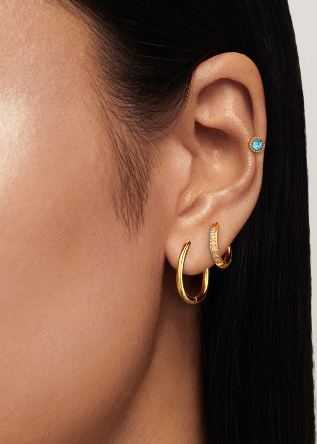 Jieding European and American three pairs of stainless steel circle earrings high-end zircon stud earrings titanium steel earrings cross-border earring