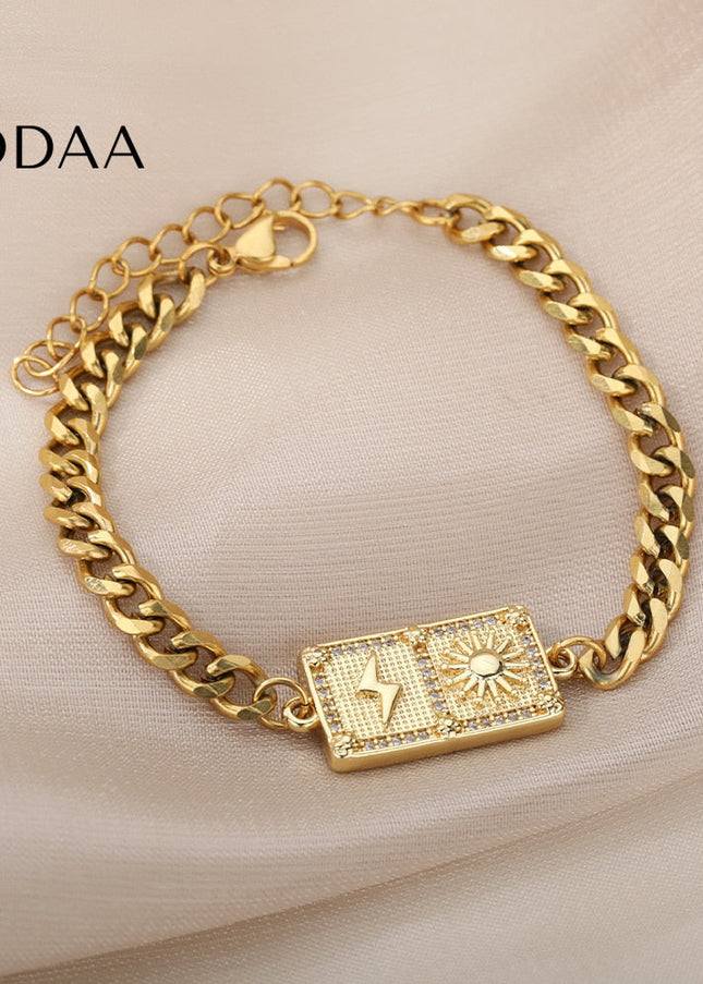 Taille Bracelet | Gold Sun & Bolt Bracelet - Gold - Bracelets