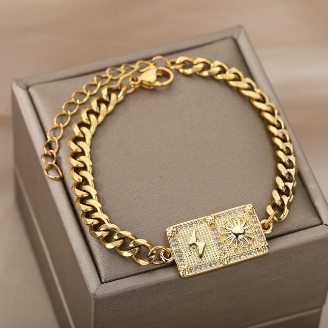 Taille Bracelet | Gold Sun & Bolt Bracelet - Gold - Bracelets