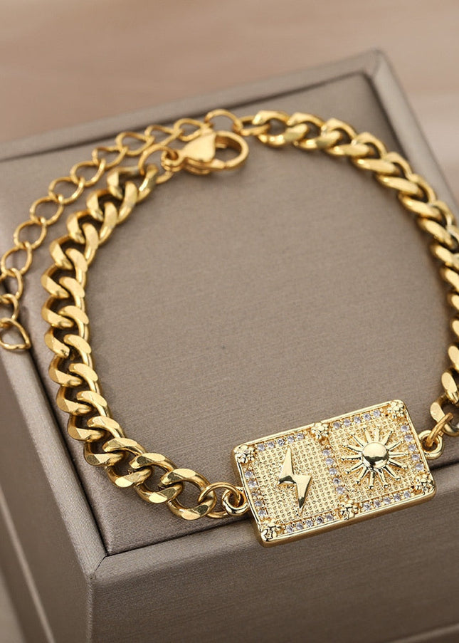 Taille Bracelet | Gold Sun & Bolt Bracelet - Gold - Bracelets