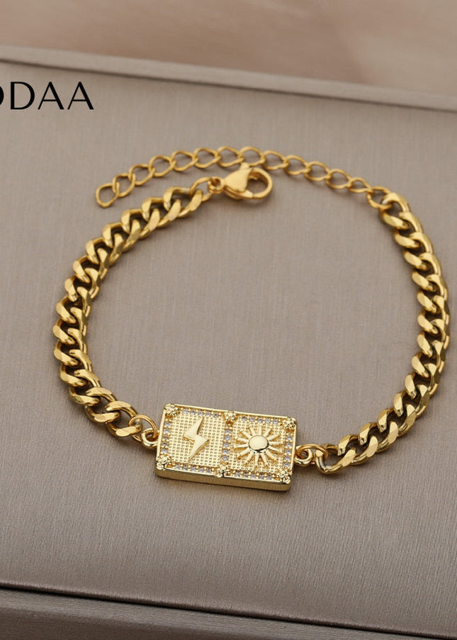 Taille Bracelet | Gold Sun & Bolt Bracelet - Gold - Bracelets