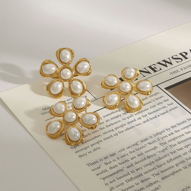 Jieding European and American titanium steel pearl stud earrings, light luxury high-end earrings, earrings, cross-border stainless steel jewelry