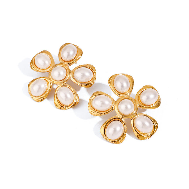 Jieding European and American titanium steel pearl stud earrings, light luxury high-end earrings, earrings, cross-border stainless steel jewelry