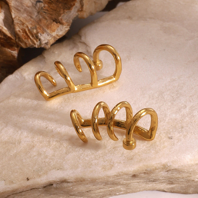 Jieding European and American stainless steel U-shaped earrings have a sense of luxury, no piercings, ear bone clips, niche earrings, titanium steel earrings, cross-border