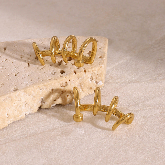 Jieding European and American stainless steel U-shaped earrings have a sense of luxury, no piercings, ear bone clips, niche earrings, titanium steel earrings, cross-border