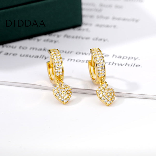 Tanya Earrings | Gold Zirconia Small Heart Hoop Earrings - Earrings