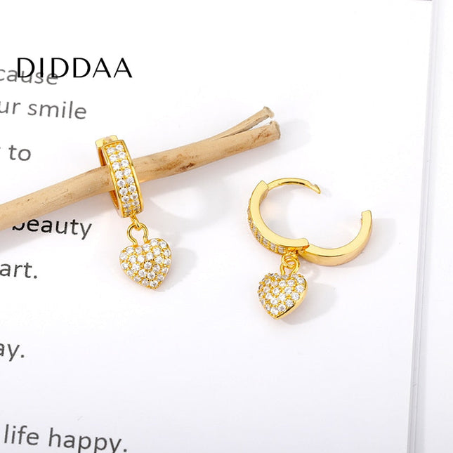 Tanya Earrings | Gold Zirconia Small Heart Hoop Earrings - Earrings