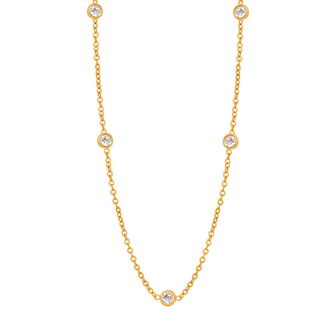 The new high-end ins, the niche design, the simple trend, the titanium steel gold-plated diamond-inlaid clavicle chain, the personality jewelry women