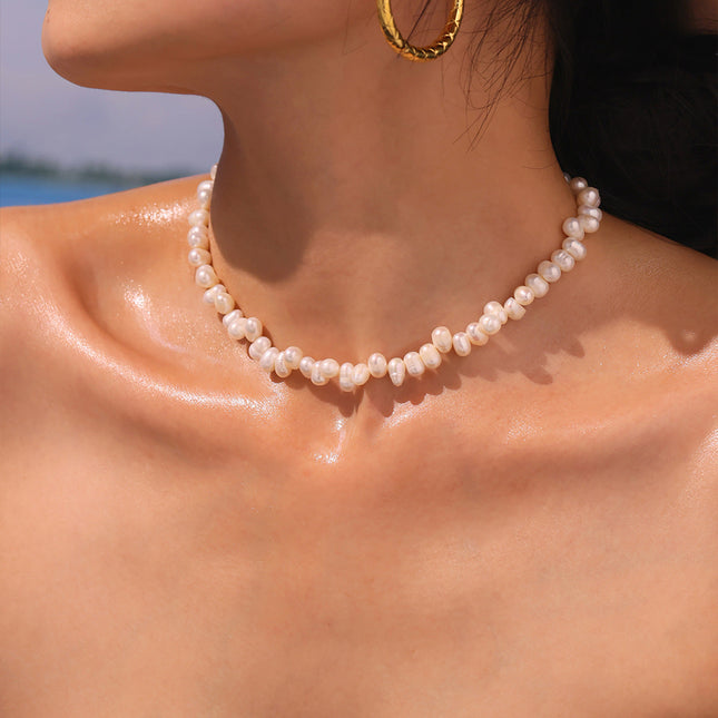 Mystery French Baroque Natural Freshwater Cultured Pearl Necklace Women's Handmade Beaded Light Luxury Necklace Factory Direct