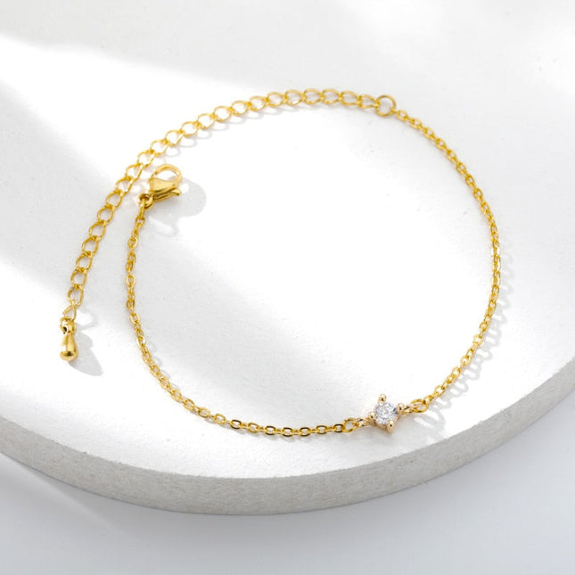 Temone Bracelet | Gold Silver Rose Zirconia Small Stone Bracelet - Gold - Bracelets