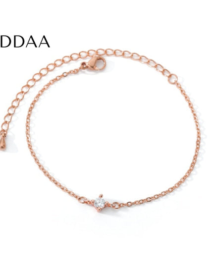 Temone Bracelet | Gold Silver Rose Zirconia Small Stone Bracelet - Rose - Bracelets