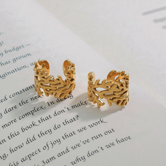 Jieding European and American stainless steel ear bone clip no piercing, niche high-end earrings, titanium steel jewelry, cross-border earrings