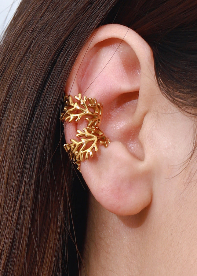 Jieding European and American stainless steel ear bone clip no piercing, niche high-end earrings, titanium steel jewelry, cross-border earrings