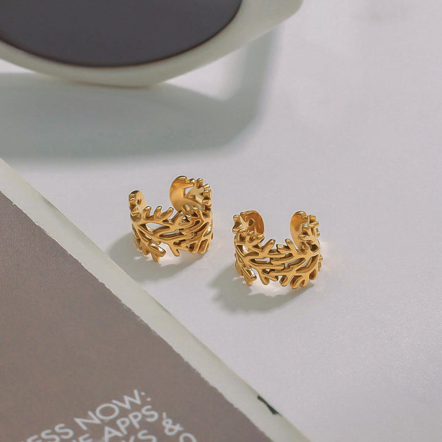 Jieding European and American stainless steel ear bone clip no piercing, niche high-end earrings, titanium steel jewelry, cross-border earrings