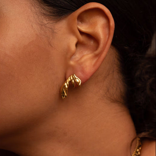 Jieding European and American stainless steel stud earrings niche design earrings women's high-end earrings do not fade titanium steel jewelry cross-border