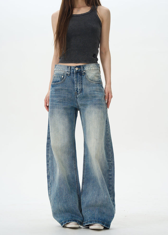 Tide Loose Fit American Retro Slub Jeans - Women’s Jeans