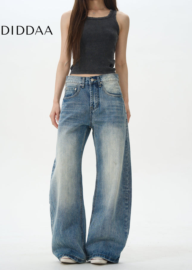 Tide Loose Fit American Retro Slub Jeans - Women’s Jeans